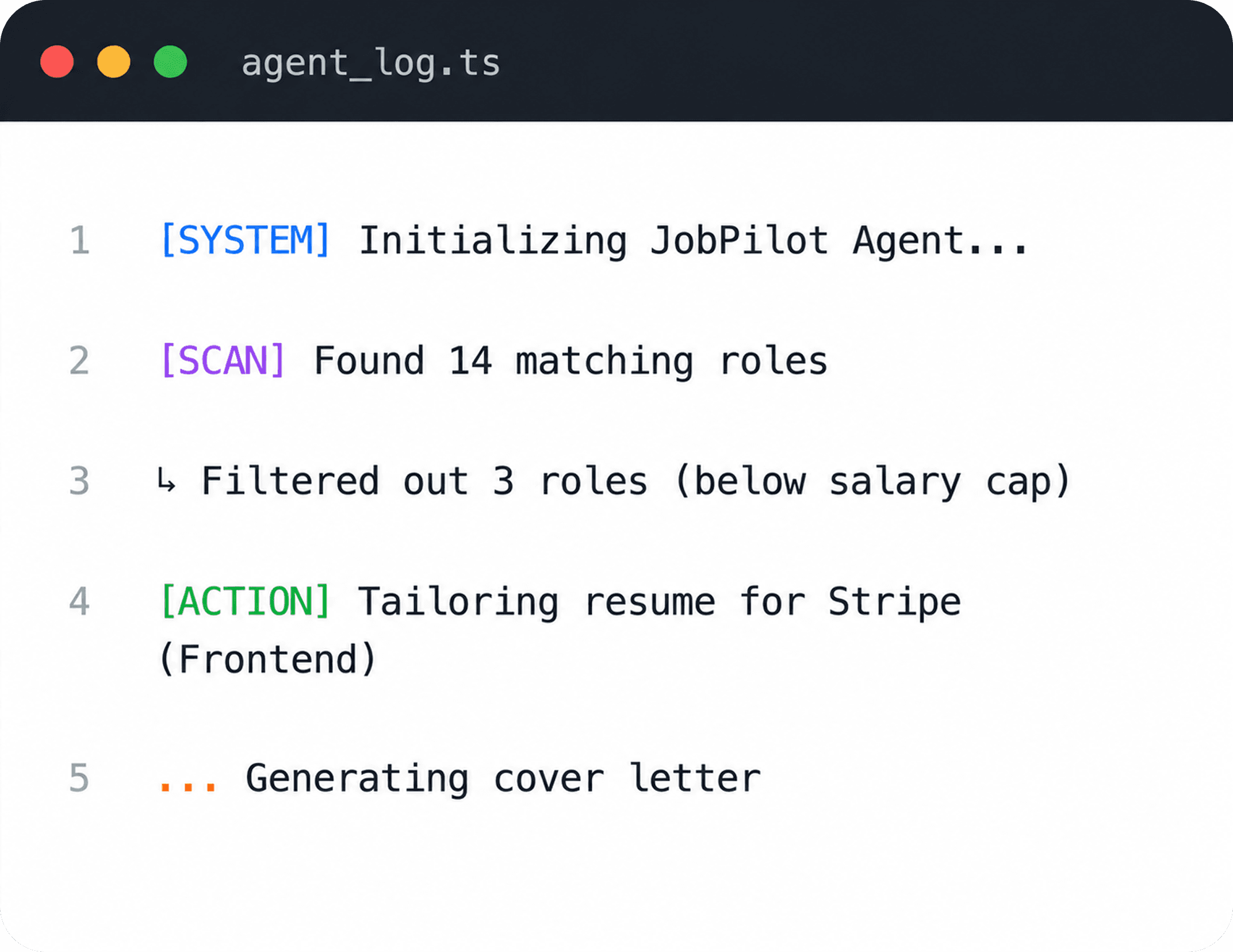 AI Agent Log Panel